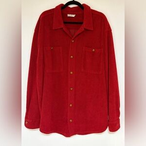 Men’s Vintage Picante! Red Fleece Shacket Wood Buttons Size XL